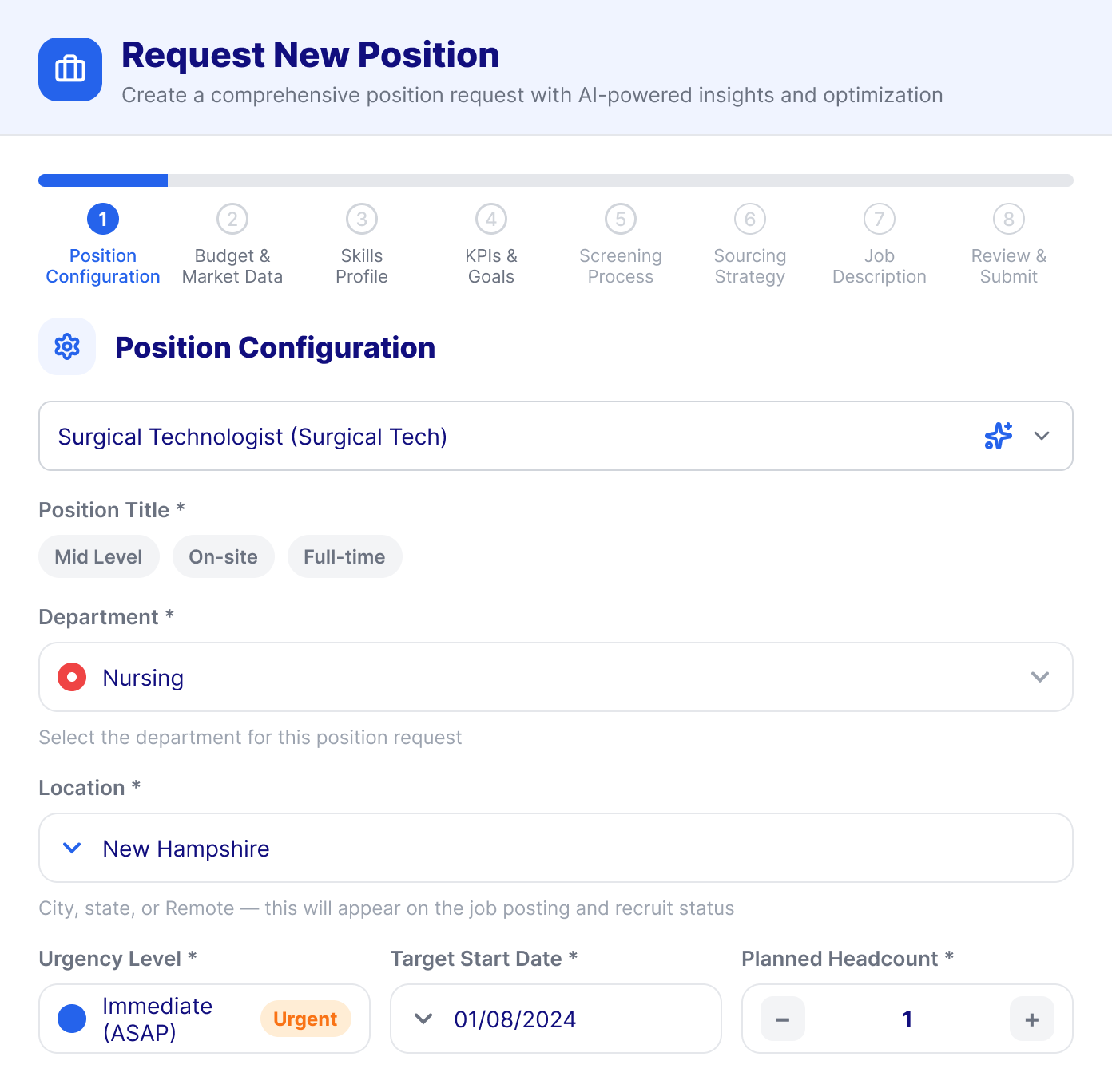 HiringIQ JD Builder wizard step