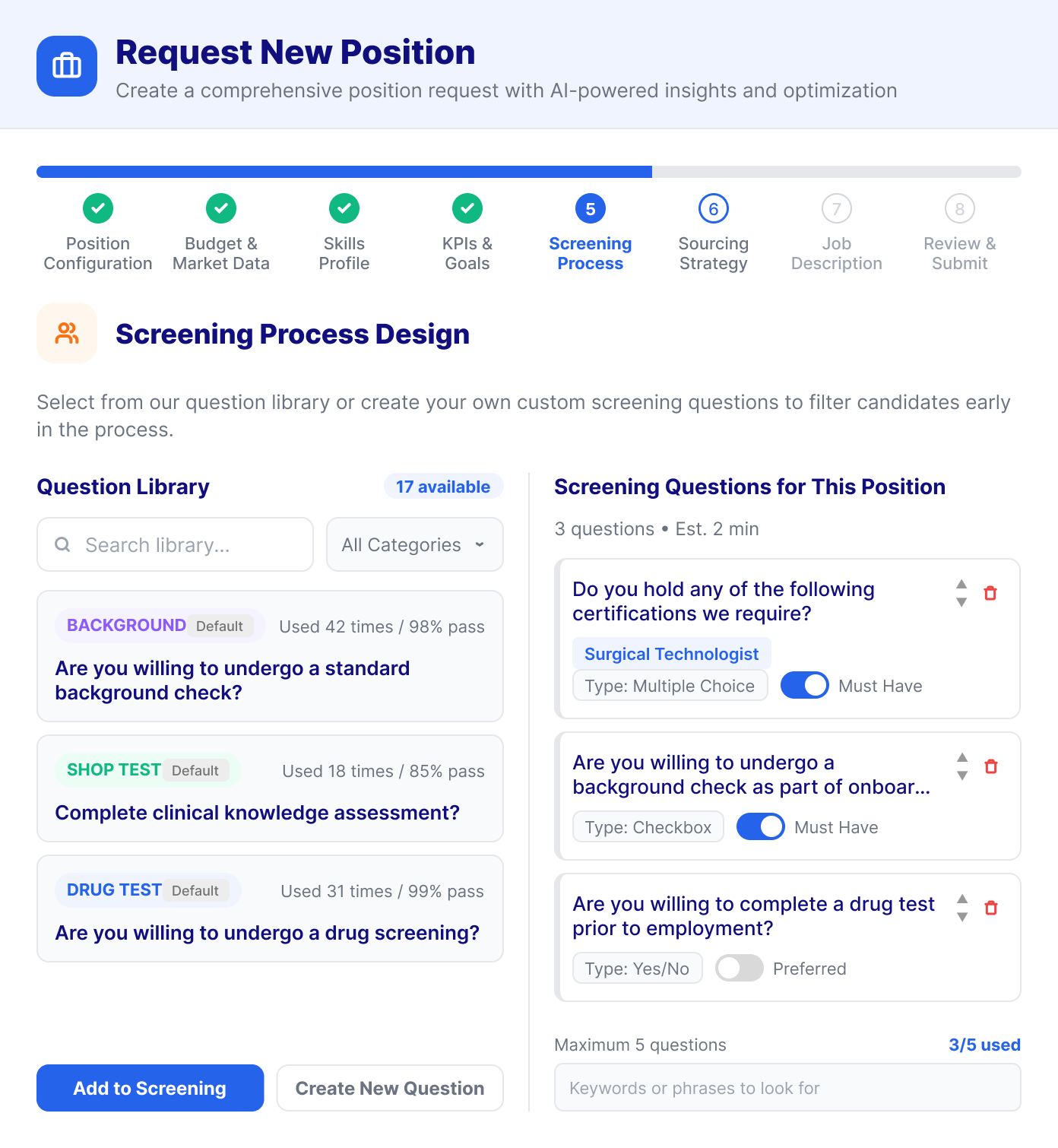 HiringIQ JD Builder wizard step