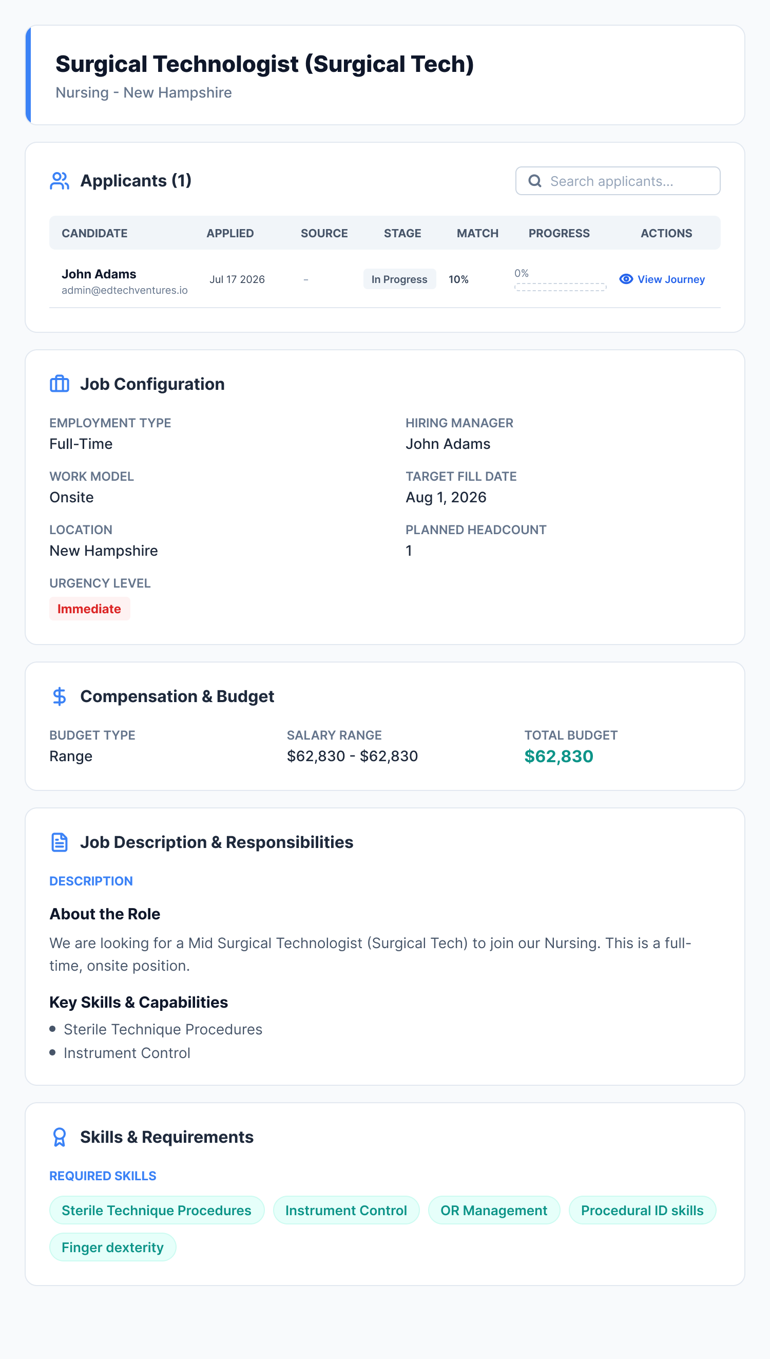 HiringIQ Intelligence and Automation dashboard