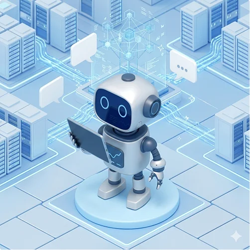 AI assistant in a futuristic support environment