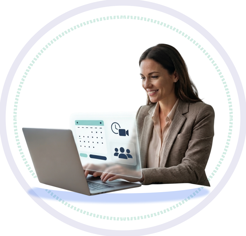 Healthcare hiring specialist scheduling a demo on a video call